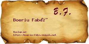 Boeriu Fabó névjegykártya